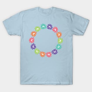 Daisy Flowers Smiley Face Ring T-Shirt